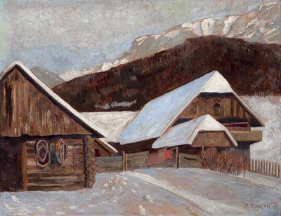 Otto Barth Farmhouse in winter China oil painting art